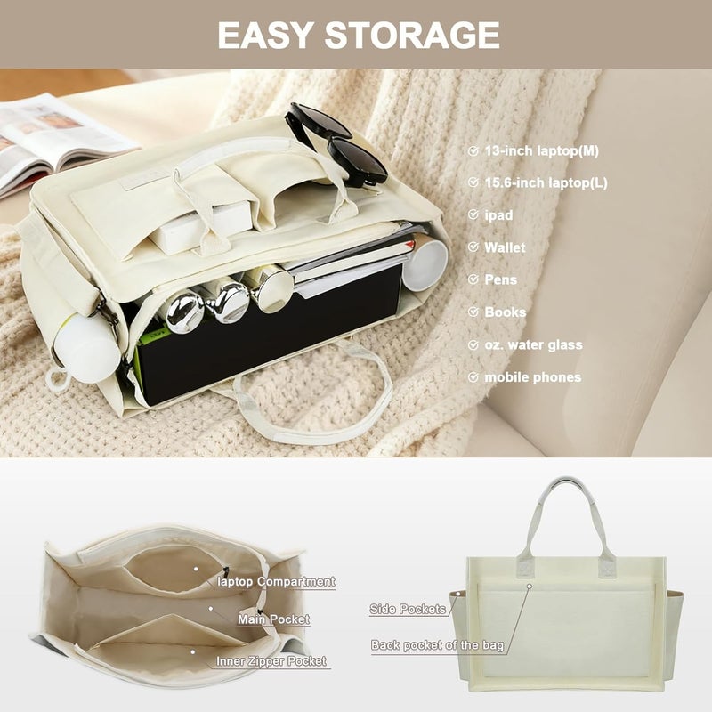 Gosect Canvas Tote Bag for Women With Pockets, Laptop Work Crossbody Purses Everything Shoulder Tote Bag Everyday Satchel Handbags - Image 3